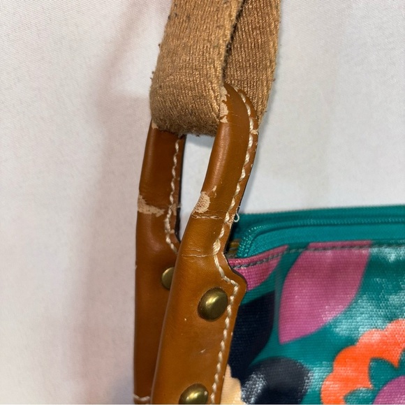 2/$30 Fossil Women's Floral Teal Crossbody Bag - Picture 6 of 12
